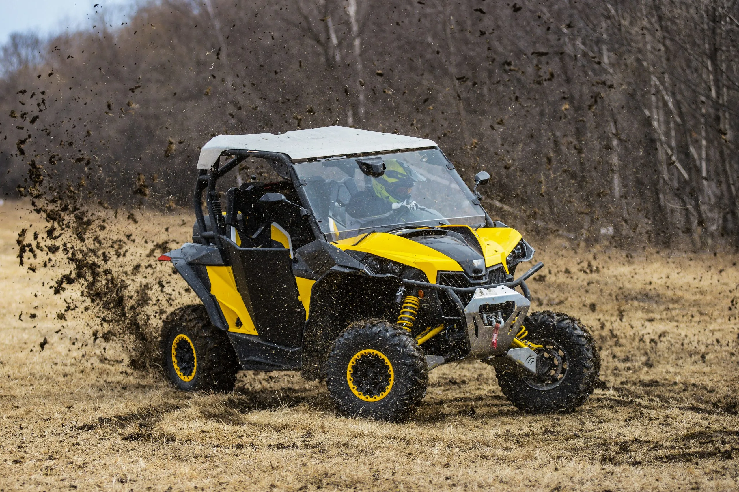 ATV adventure. Buggy extreme ride on dirt track. UTV