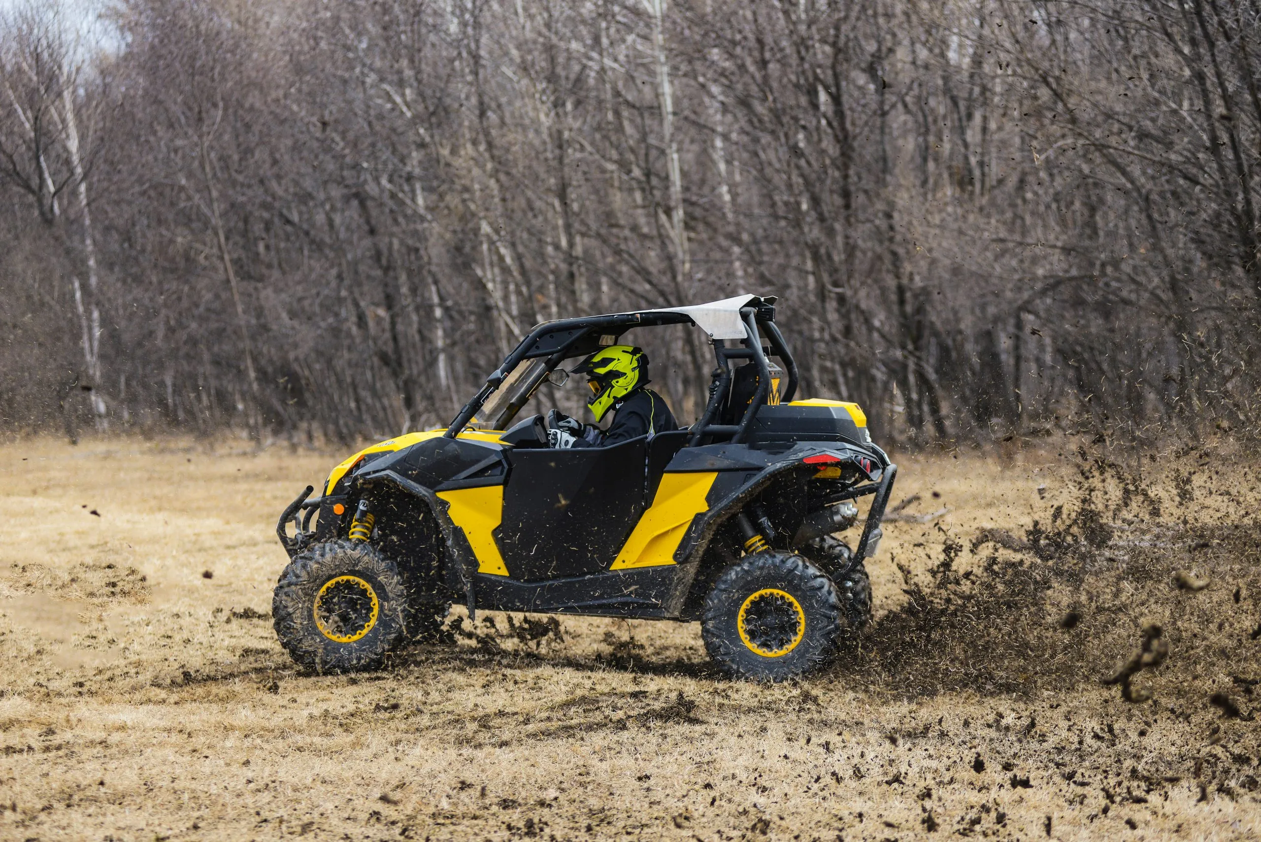 ATV adventure. Buggy extreme ride on dirt track. UTV